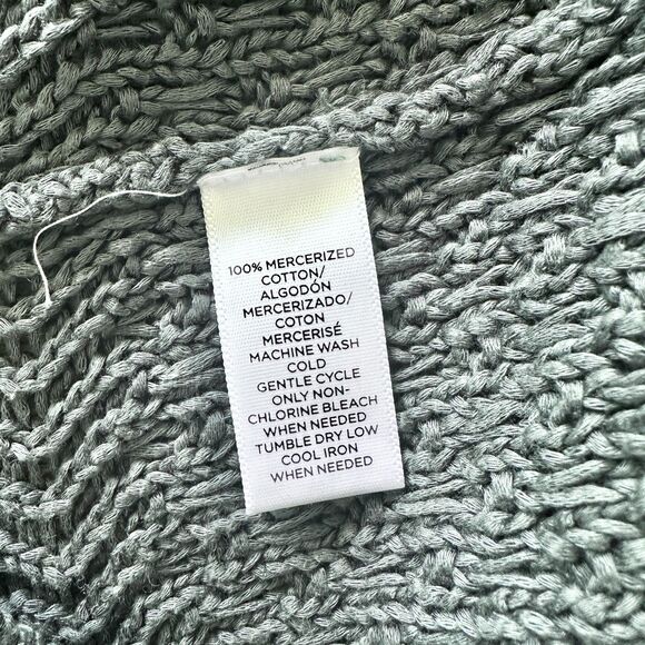 Loft Sweater Women M Sage Green 100% Cotton Textured Crewneck Cottagecore NWOT - Picture 5 of 9